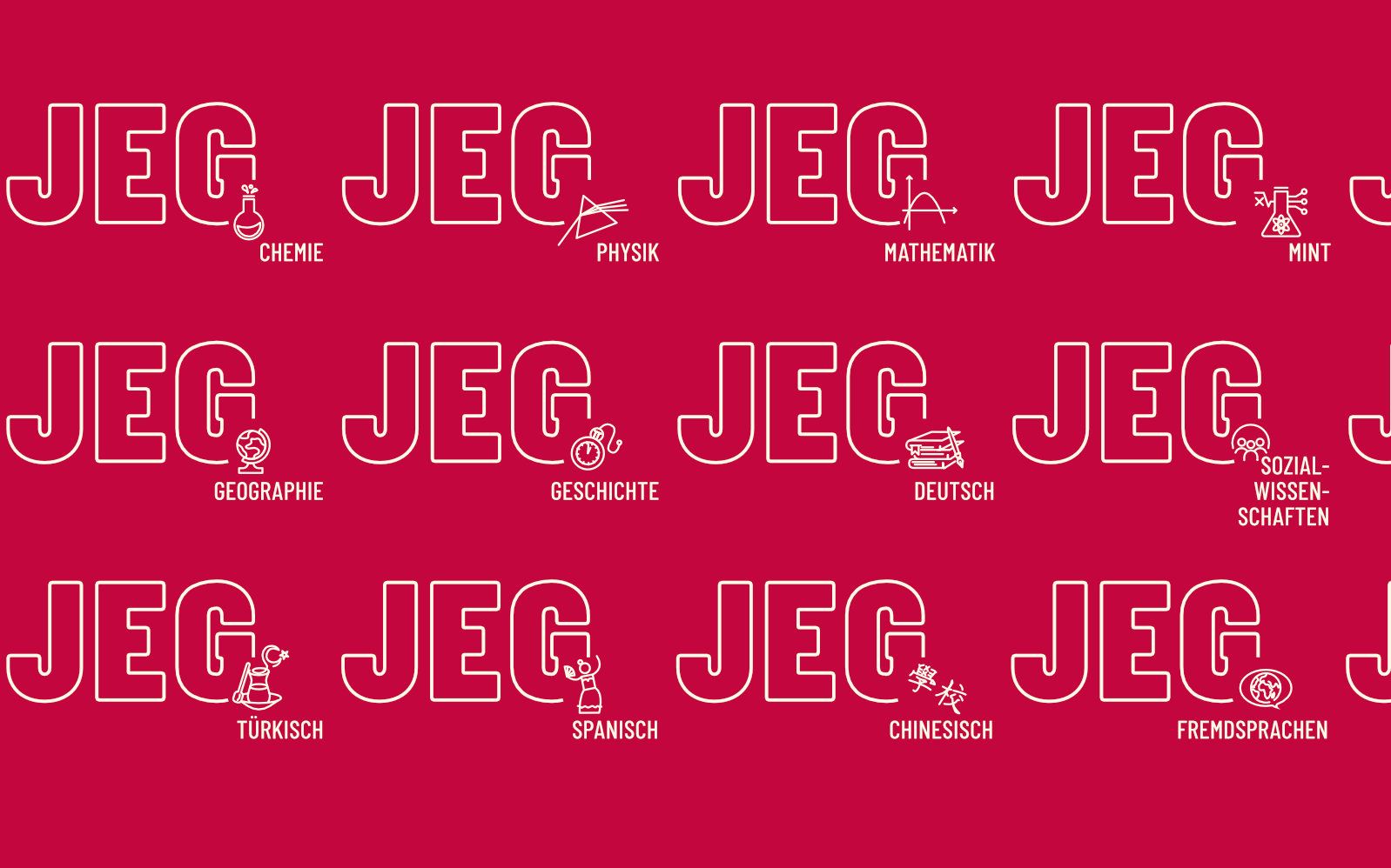Ein Detailbild mit Auflistung verschiedener Teilbereich Logos für JEG Julius Echter Gymnasium