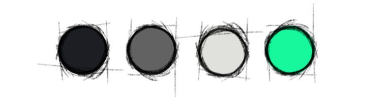 Ein Bild der Vier verwendeten Farben Schwarz, Grau, Beige-Grau und Grün für das Branding Projekt für Charge In